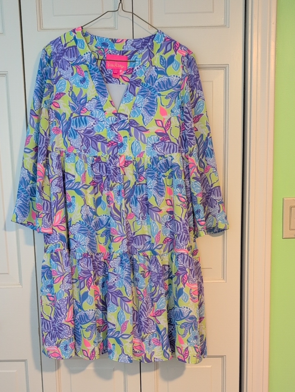 Lilly Pulitzer Floral Tiered Dress in Blue, Purple & Pink